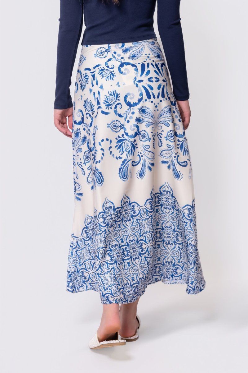 Calista Skirt (White/Blue) - Skirt - Yakira Bella