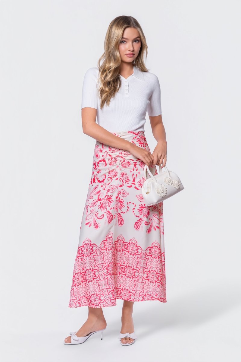 Calista Skirt (White/Pink) - Skirt - Yakira Bella