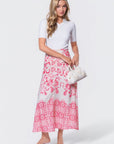 Calista Skirt (White/Pink) - Skirt - Yakira Bella