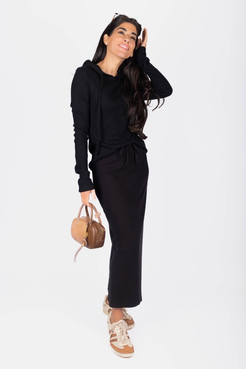 Callie Ribbed Skirt (Black) - Skirt - Yakira Bella