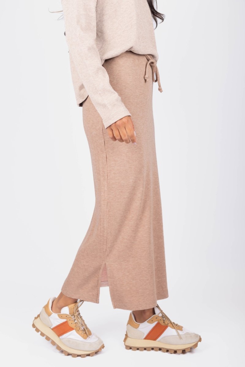Callie Ribbed Skirt (Light Brown) - Skirt - Yakira Bella