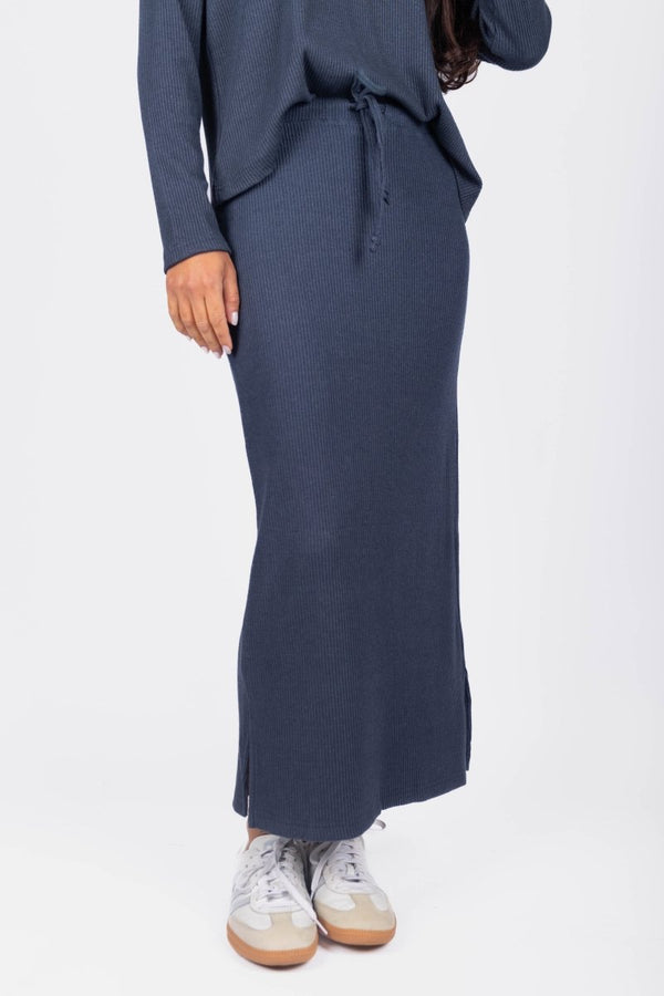 Callie Ribbed Skirt (Navy) - Skirt - Yakira Bella