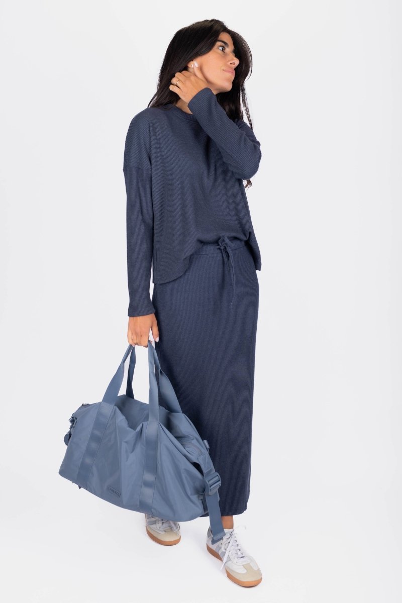 Callie Ribbed Skirt (Navy) - Skirt - Yakira Bella