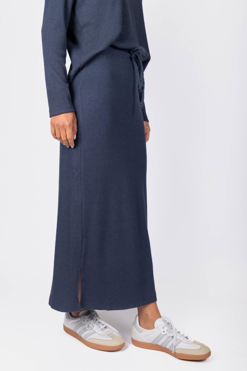 Callie Ribbed Skirt (Navy) - Skirt - Yakira Bella