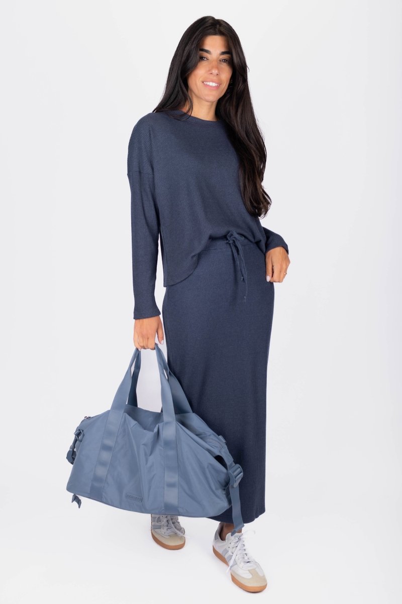 Callie Ribbed Skirt (Navy) - Skirt - Yakira Bella