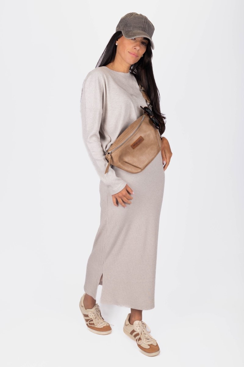 Callie Ribbed Skirt (Stone) - Skirt - Yakira Bella