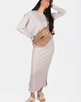 Callie Ribbed Skirt (Stone) - Skirt - Yakira Bella