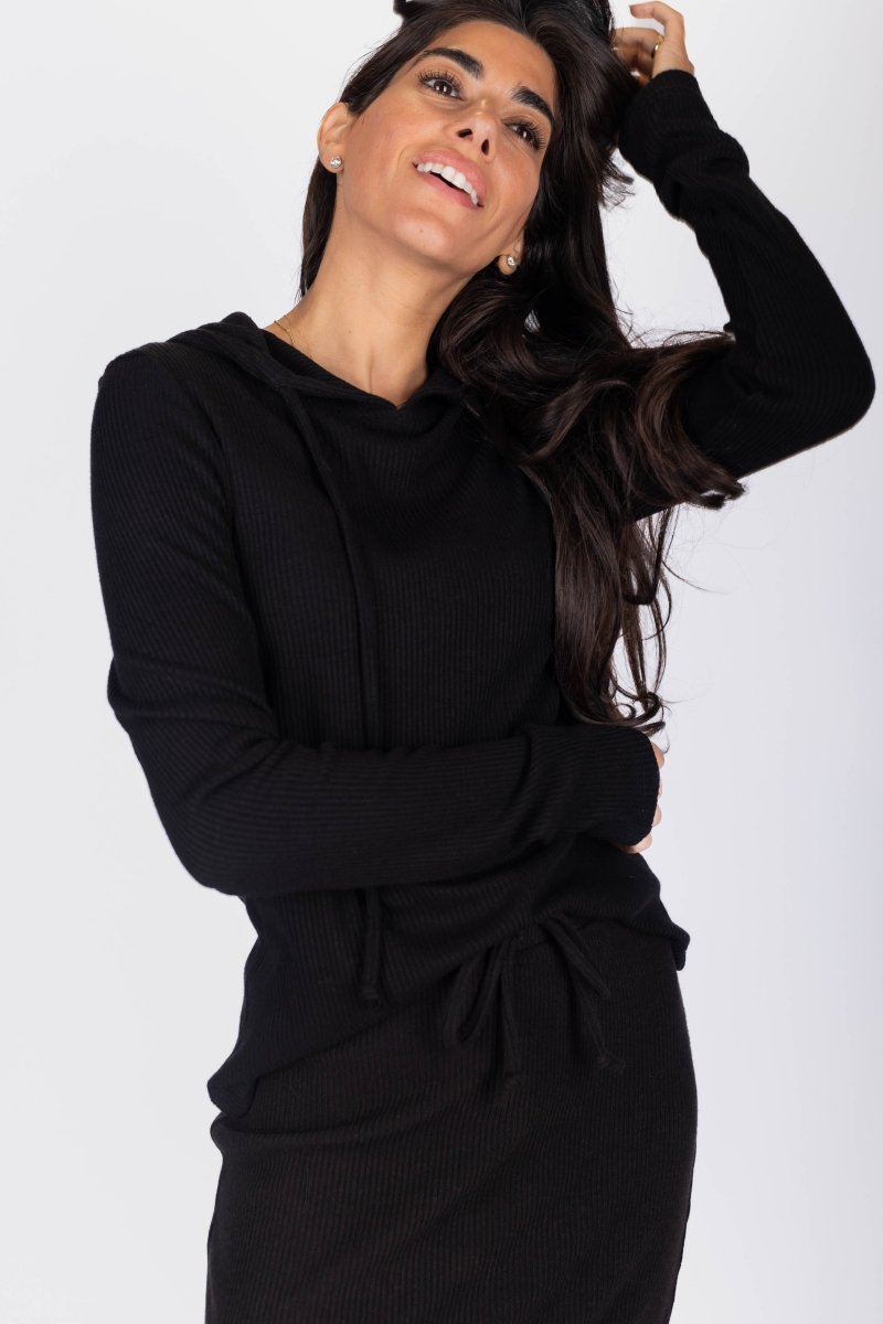 Callie Ribbed Top (Black) - Top - Yakira Bella