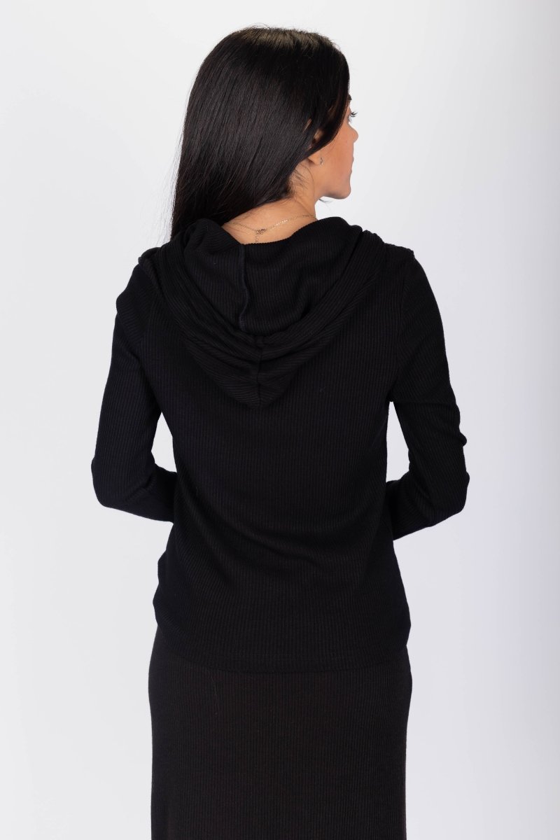 Callie Ribbed Top (Black) - Top - Yakira Bella