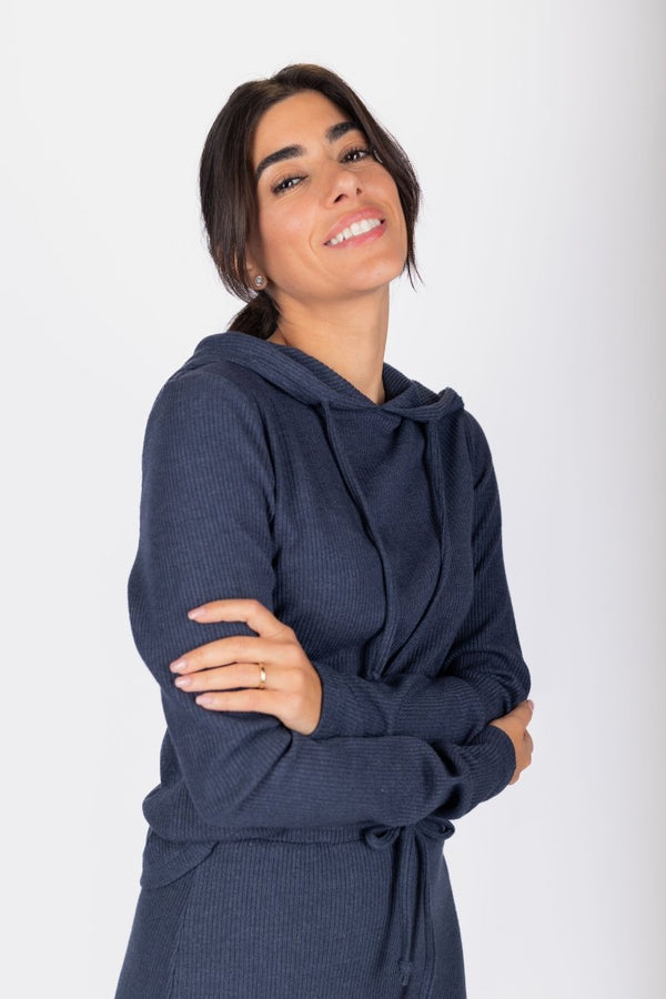 Callie Ribbed Top (Navy) - Top - Yakira Bella