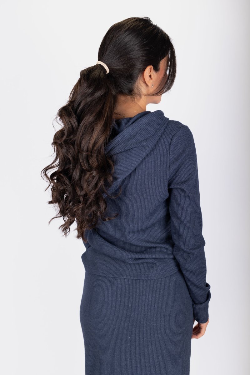 Callie Ribbed Top (Navy) - Top - Yakira Bella