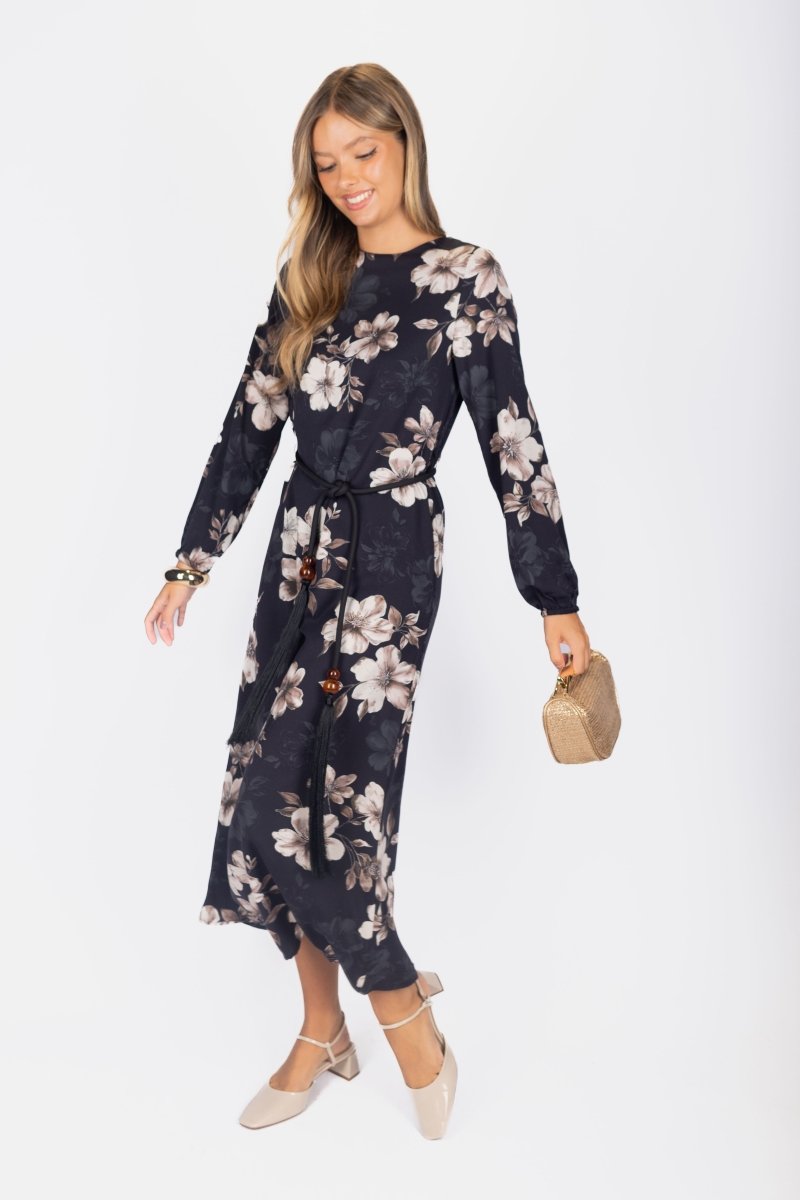 Camellia Dress (Black Pattern) - Dress - Yakira Bella