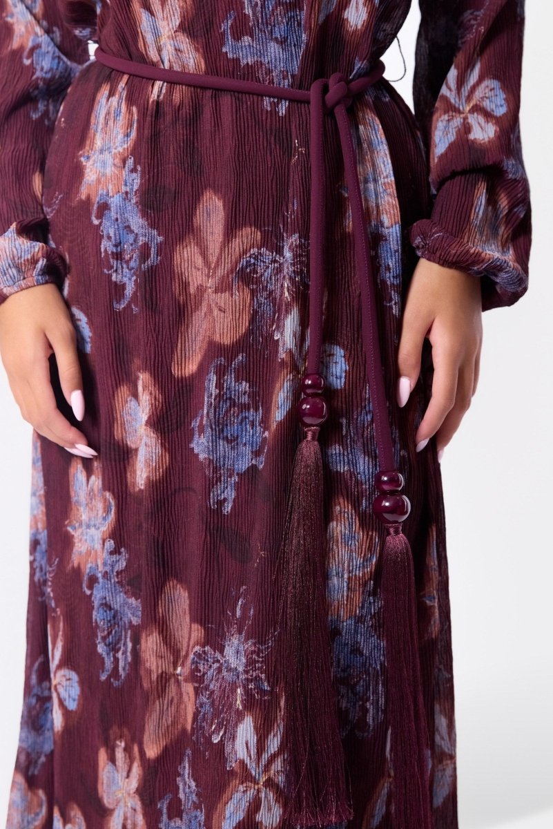Camellia Dress (Burgundy Pattern) - Dress - Yakira Bella