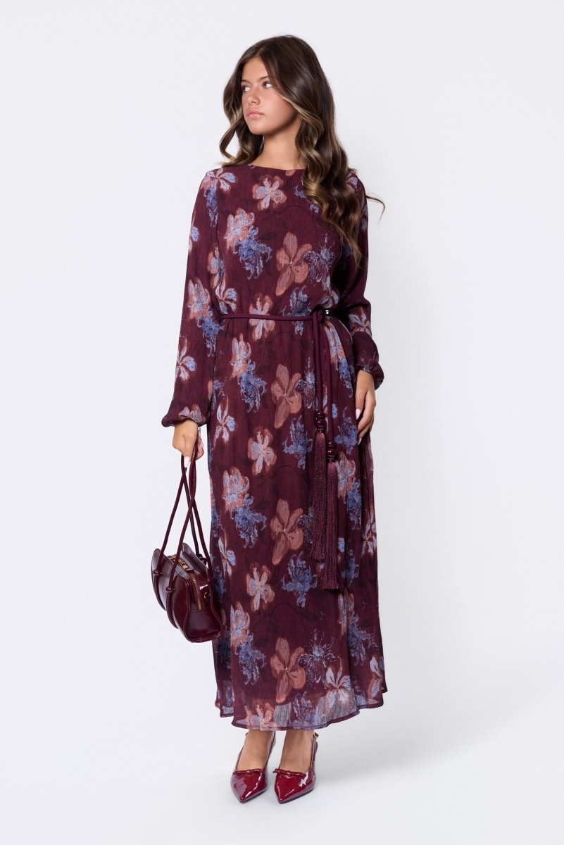 Camellia Dress (Burgundy Pattern) - Dress - Yakira Bella