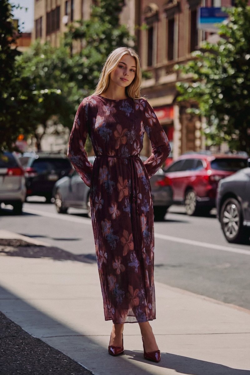 Camellia Dress (Burgundy Pattern) - Dress - Yakira Bella