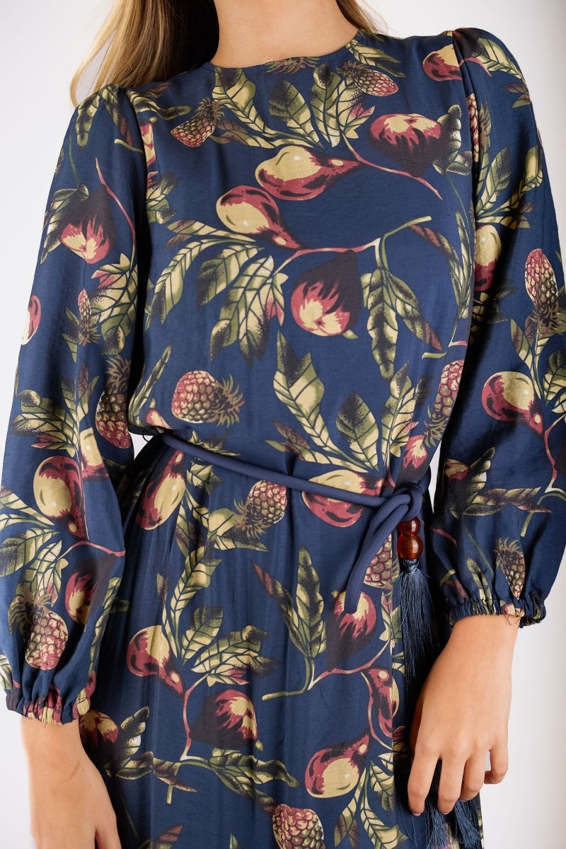 Catherine Dress 53&quot; (Navy Pattern) - Dress - Yakira Bella