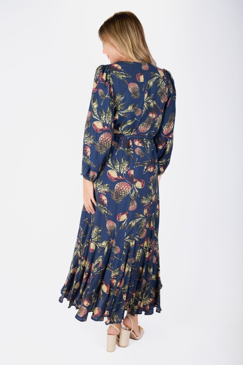 Catherine Dress 53&quot; (Navy Pattern) - Dress - Yakira Bella