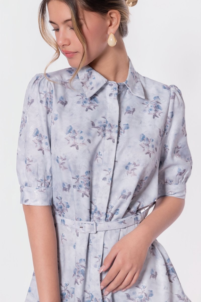 Celine Dress 37" (Light Blue Flower) - Dress - Yakira Bella