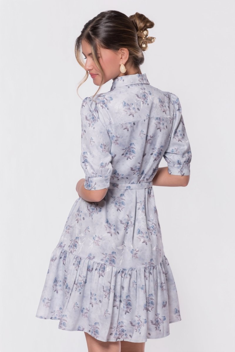 Celine Dress 37" (Light Blue Flower) - Dress - Yakira Bella