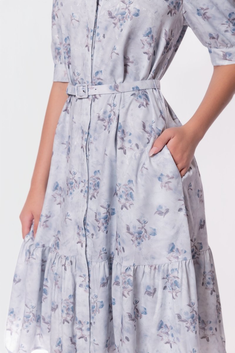 Celine Dress 42" (Light Blue Flower) - Dress - Yakira Bella