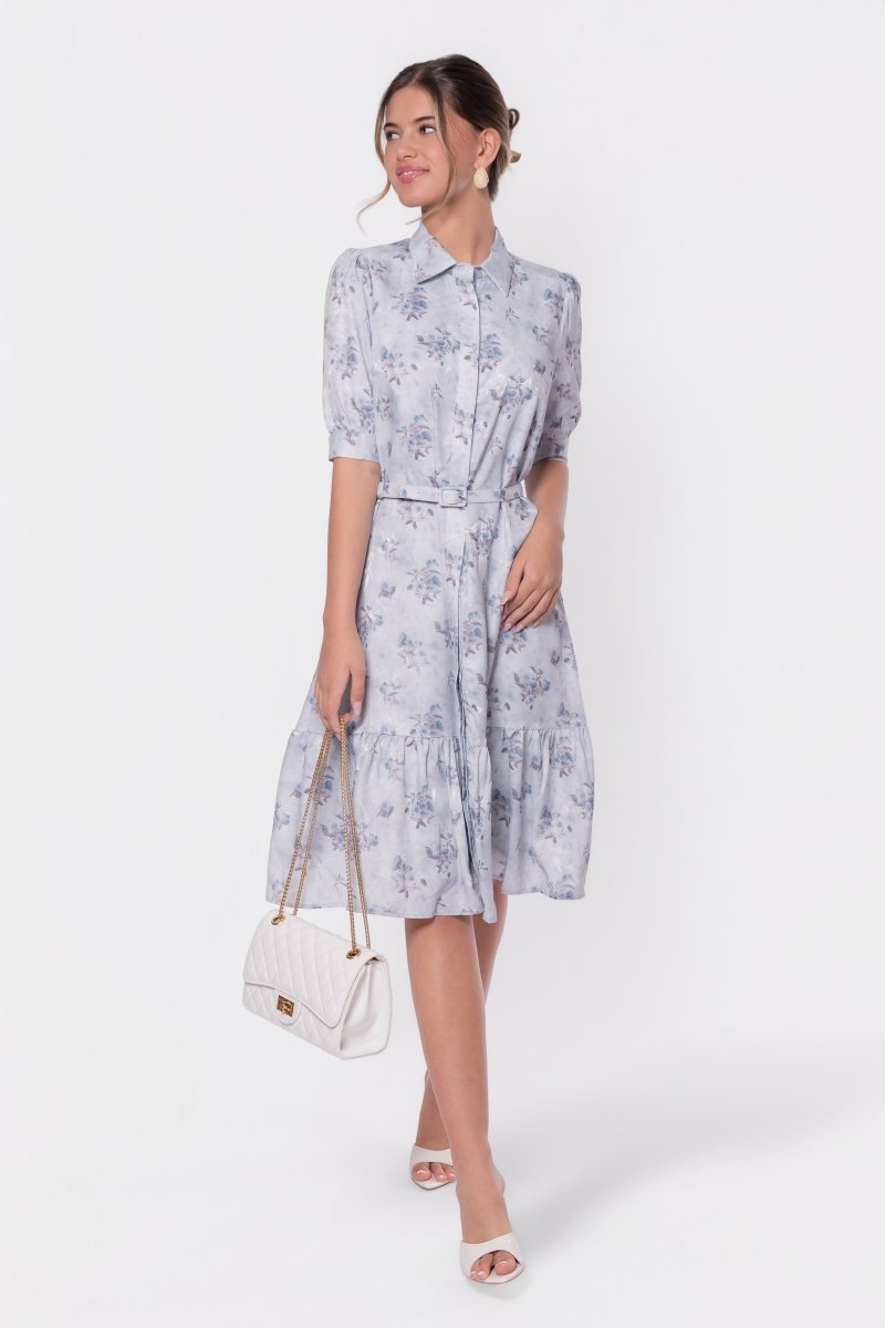 Celine Dress 42" (Light Blue Flower) - Dress - Yakira Bella
