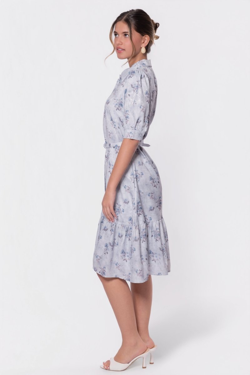 Celine Dress 42" (Light Blue Flower) - Dress - Yakira Bella