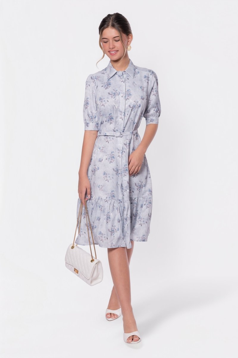 Celine Dress 42" (Light Blue Flower) - Dress - Yakira Bella