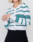 CHLOE CARDIGAN (WHITE/GREEN) - Top - Yakira Bella