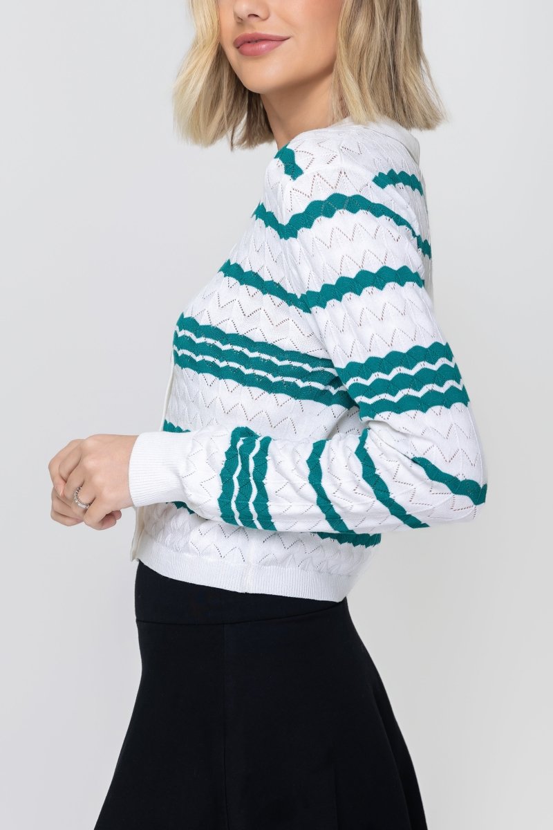 CHLOE CARDIGAN (WHITE/GREEN) - Top - Yakira Bella