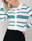 CHLOE CARDIGAN (WHITE/GREEN) - Top - Yakira Bella