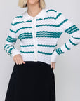 CHLOE CARDIGAN (WHITE/GREEN) - Top - Yakira Bella