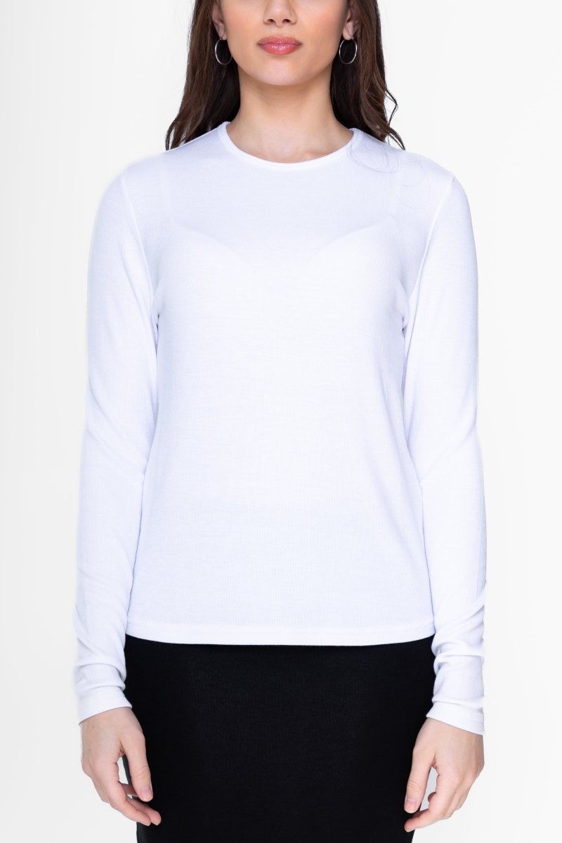 CLASSIC RIBBED CREW (WHITE) - Top - Yakira Bella