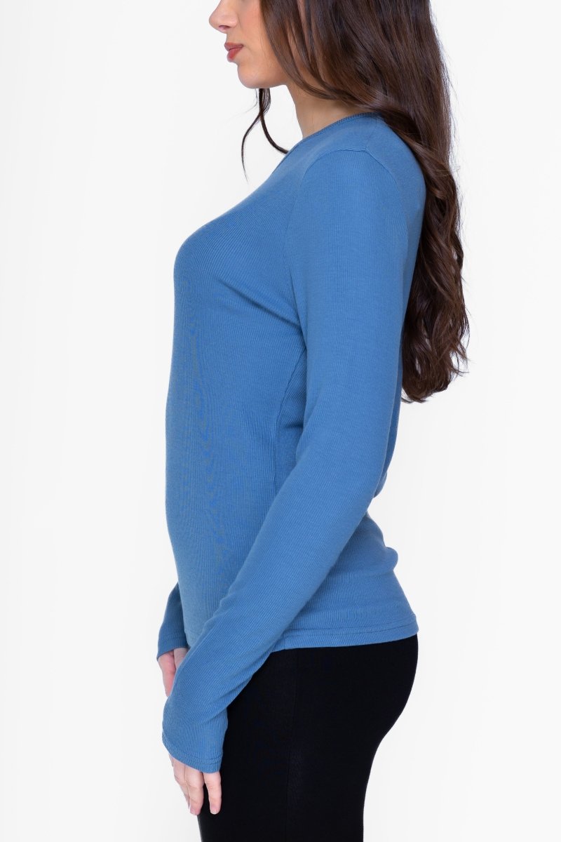 CLASSIC RIBBED V (DENIM) - Top - Yakira Bella