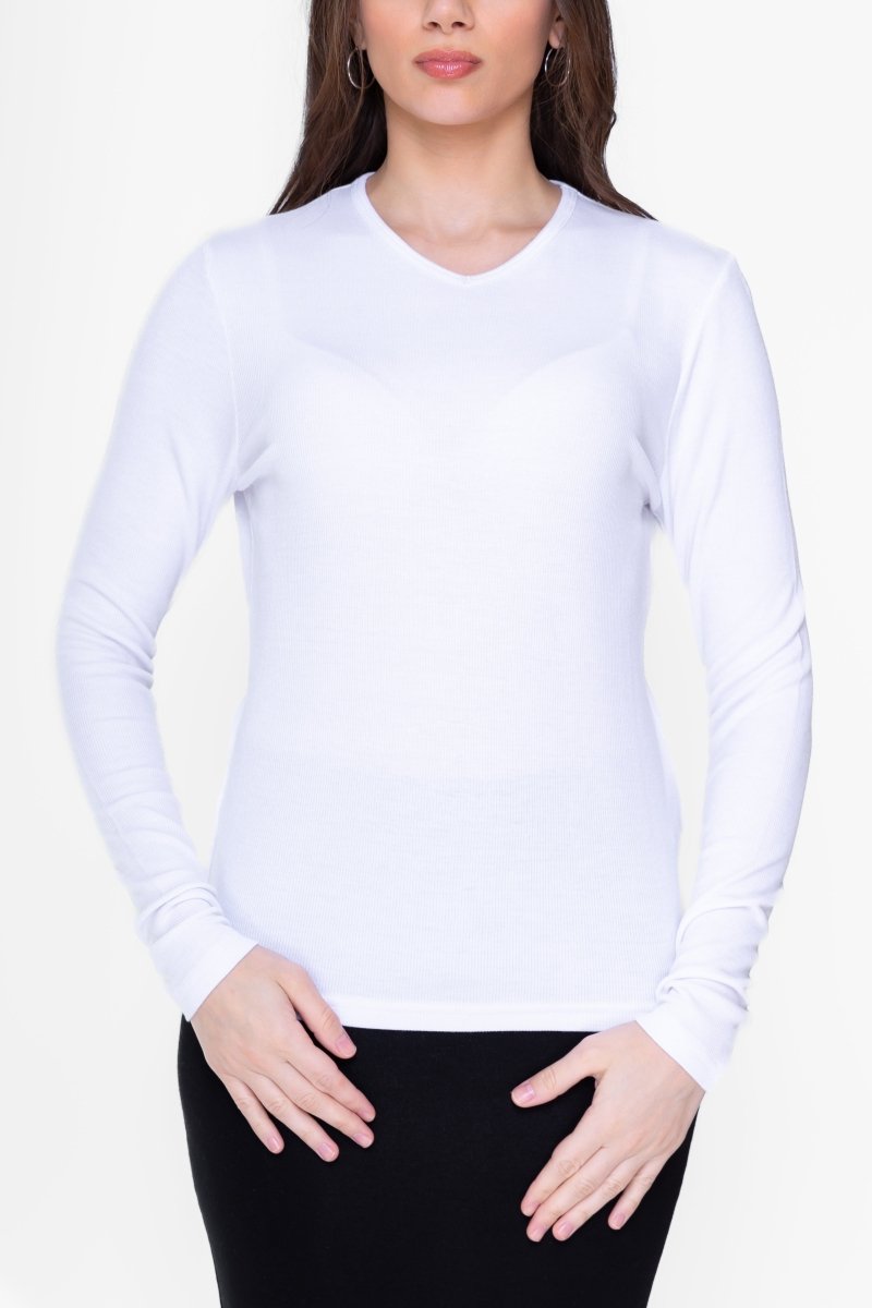 CLASSIC RIBBED V (WHITE) - Top - Yakira Bella