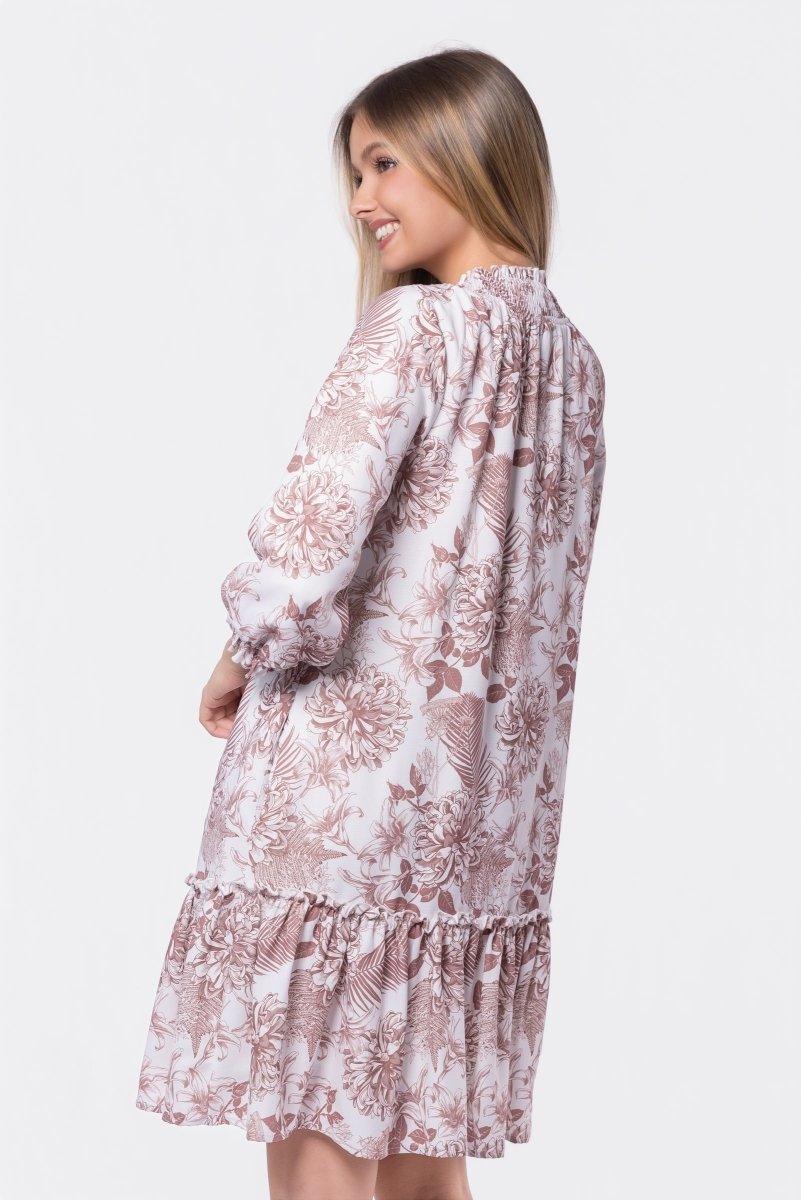 Clio Dress 37" (Beige White) - Dress - Yakira Bella