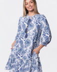 Clio Dress 37" (Blue White) - Dress - Yakira Bella
