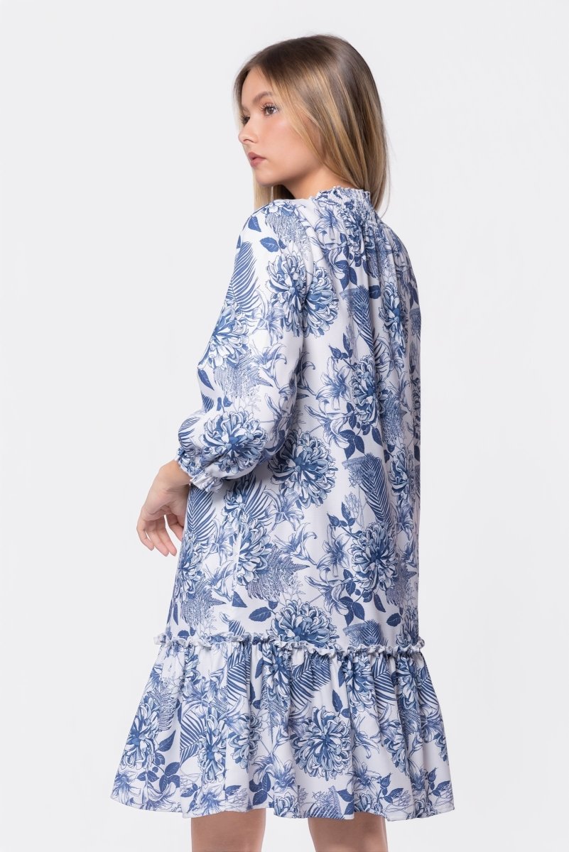 Clio Dress 37" (Blue White) - Dress - Yakira Bella