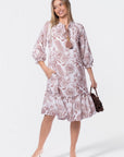 Clio Dress 40" (Beige White) - Dress - Yakira Bella