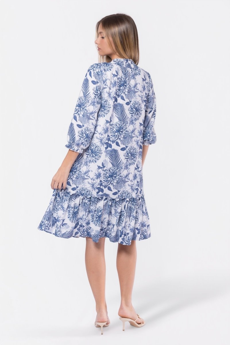 Clio Dress 40" (Blue White) - Dress - Yakira Bella