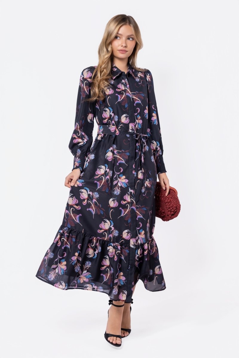 Connie Dress (Black Flower) - Dress - Yakira Bella