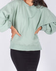 CREWNECK SIDE SLIT SWEATSHIRT (LIGHT GREEN) - Top - Yakira Bella