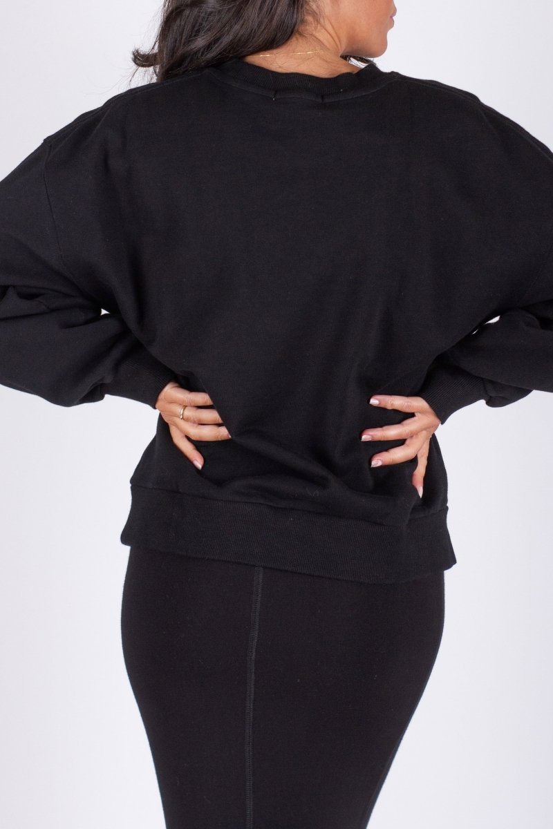 CREWNECK SWEATSHIRT (BLACK) - Top - Yakira Bella