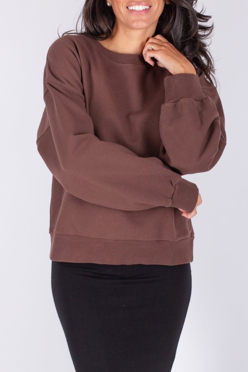 CREWNECK SWEATSHIRT (DARK BROWN) - Top - Yakira Bella