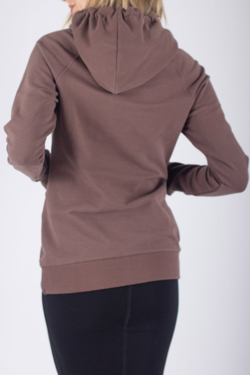 CROSSOVER HEM HOODIE (BROWN) - Top - Yakira Bella