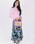 DAKOTA SKIRT (BLUE PATTERN/PINK) - Skirt - Yakira Bella