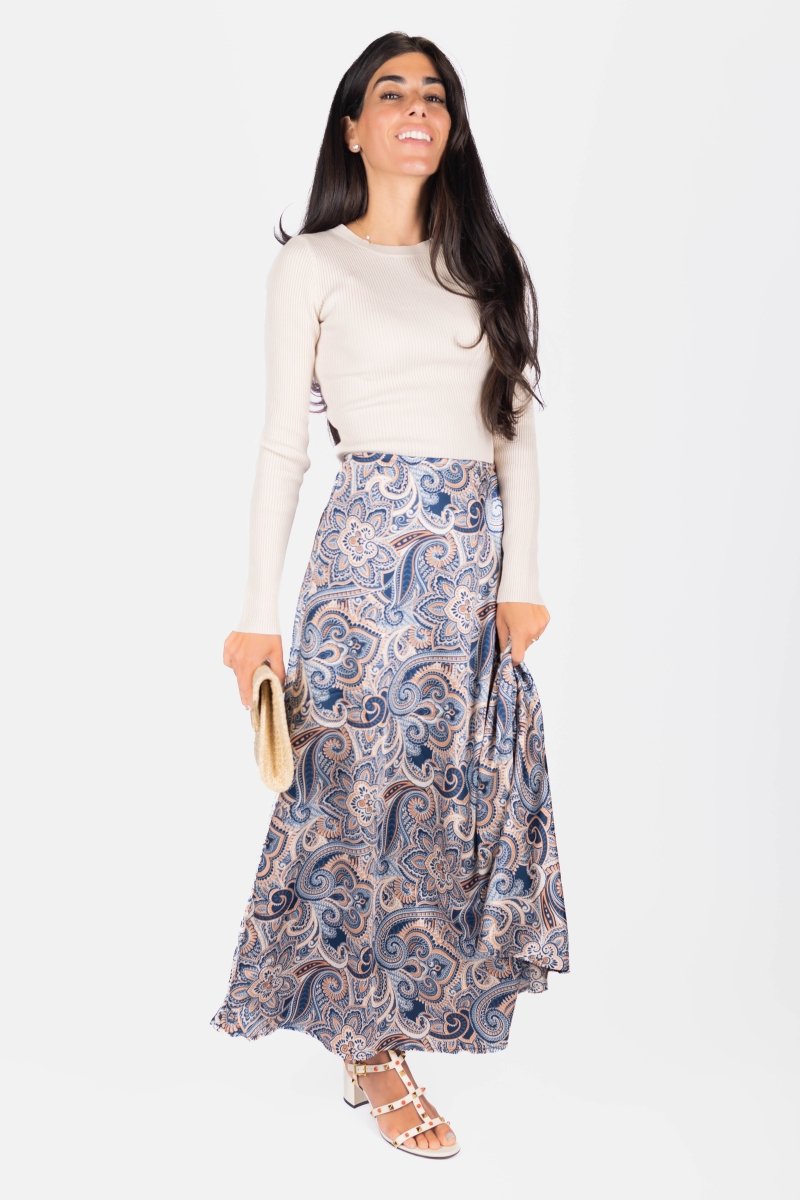 Dakota Skirt (Navy/Brown) - Skirt - Yakira Bella