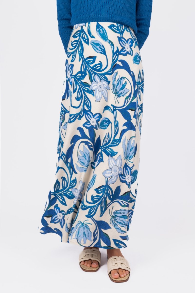 DAKOTA SKIRT (TEAL FLOWER) - Skirt - Yakira Bella