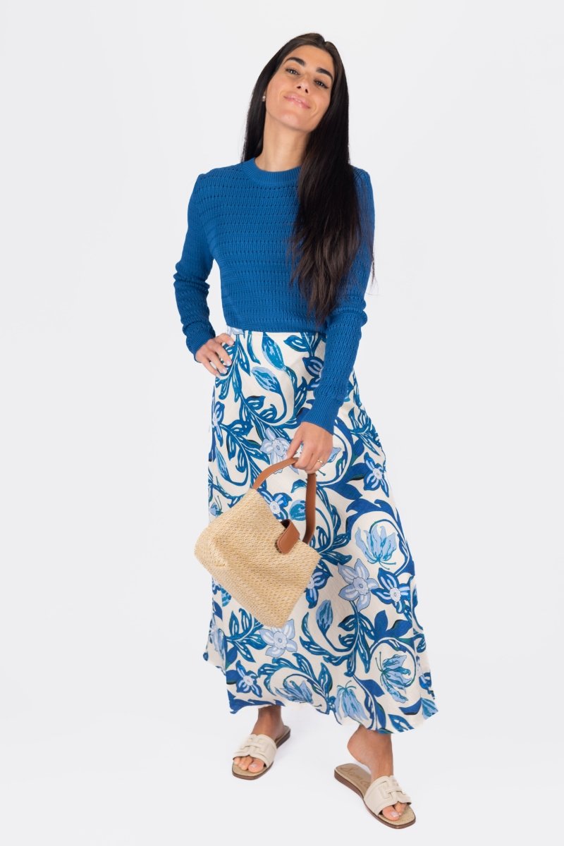 DAKOTA SKIRT (TEAL FLOWER) - Skirt - Yakira Bella