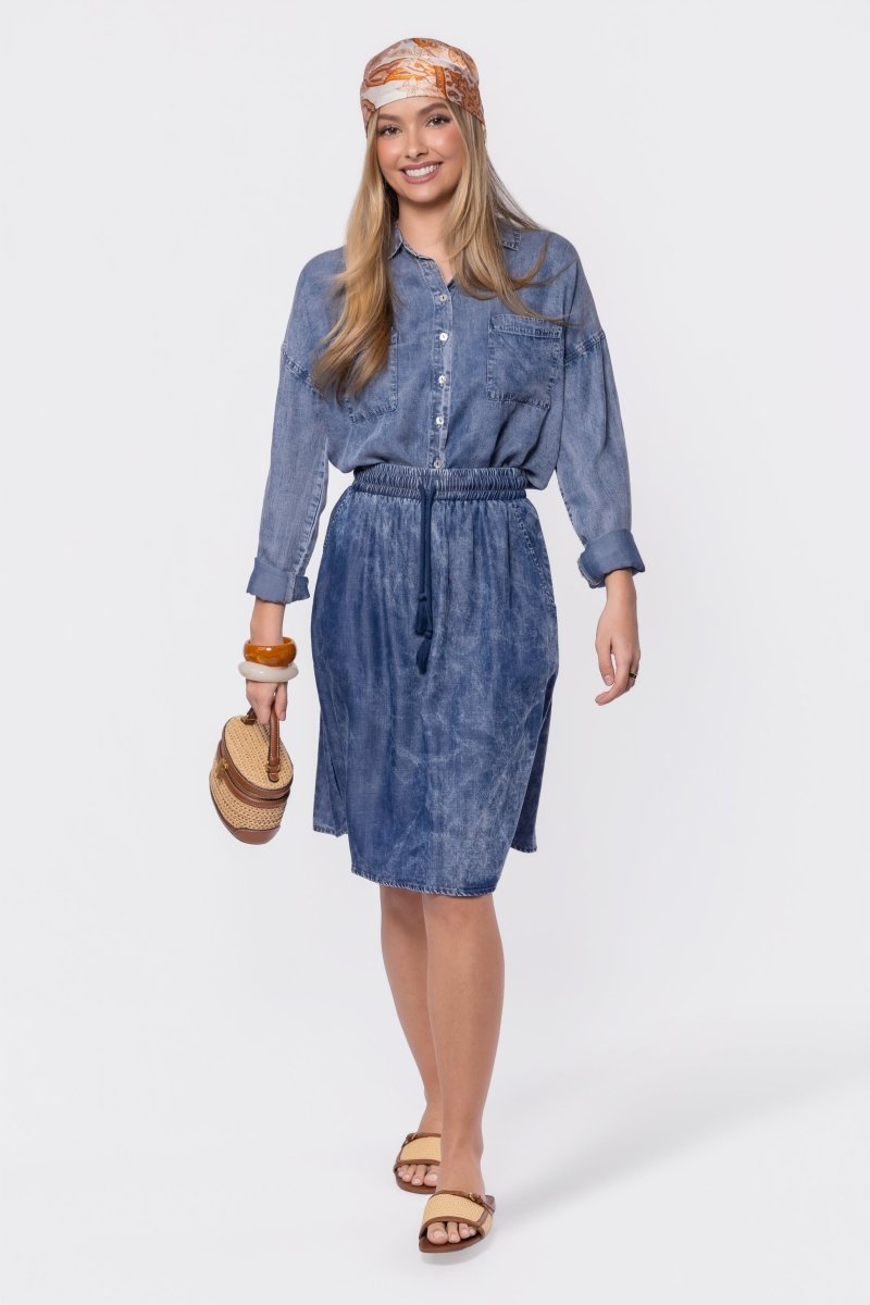 Denver Skirt 23" (Blue) - Skirt - Yakira Bella