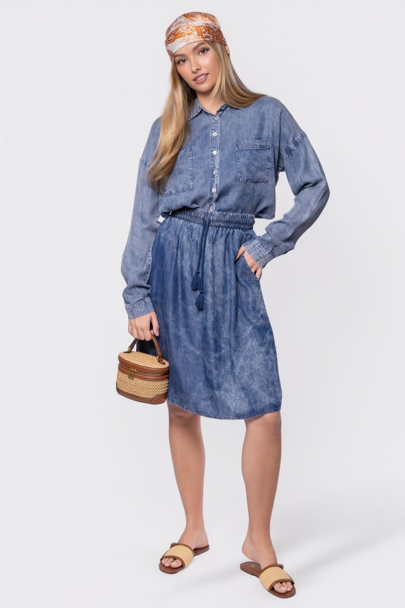 Denver Skirt 23" (Blue) - Skirt - Yakira Bella